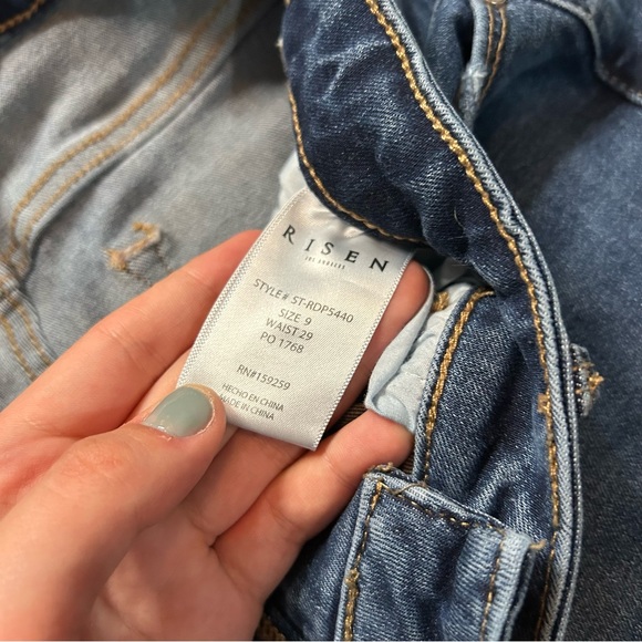 Risen Dark Wash Denim Flare Wide Leg Western Blue Jeans Sz 29 - Picture 10 of 11